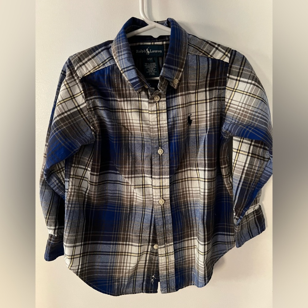 3T  boys Polo shirt, blue/brown